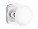 EMTEK Modern Brass Ice White Knob with Urban Modern Rosette