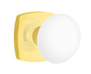 EMTEK Modern Brass Ice White Knob Concealed Screw with Urban Modern Rosette