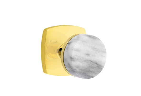 Emtek Select Conical White Marble Knob with Urban Modern Rosette
