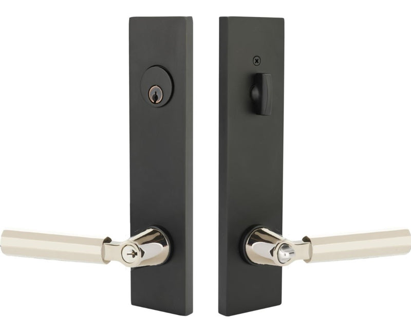 Emtek Modern Rectangular Two Point Lock with L Square Key in Straight Knurled Lever