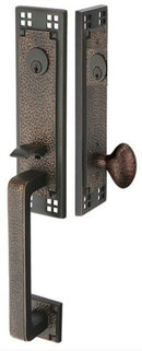 Emtek Arts & Crafts Brass Tubular Entry set with Verve Knob