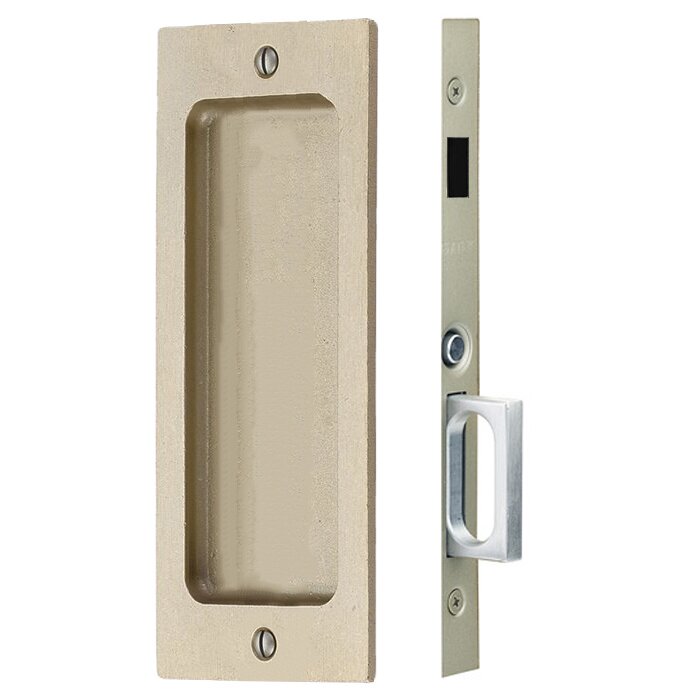Emtek Sandcast Bronze Rustic Modern Rectangular Pocket Door Mortise Locks