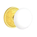 Emtek Brass Rosette Ice White Knob Concealed Screws With Lancaster Rosette