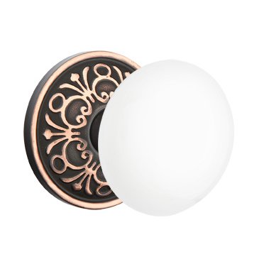 Emtek Brass Rosette Ice White Knob With Lancaster Rosette