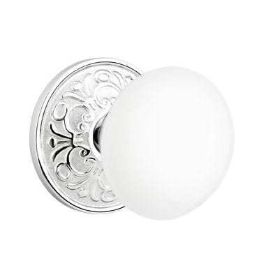 Emtek Brass Rosette Ice White Knob With Lancaster Rosette
