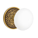 Emtek Brass Rosette Ice White Knob With Lancaster Rosette