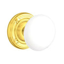 Emtek Brass Rosette Ice White Knob With Ribbon & Reed Rosette