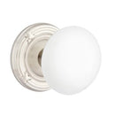 Emtek Brass Rosette Ice White Knob Concealed Screws With Ribbon & Reed Rosette