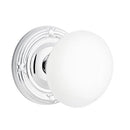 Emtek Brass Rosette Ice White Knob Concealed Screws With Ribbon & Reed Rosette