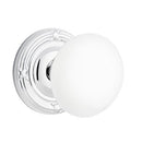 Emtek Brass Rosette Ice White Knob With Ribbon & Reed Rosette