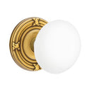 Emtek Brass Rosette Ice White Knob With Ribbon & Reed Rosette