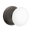 Emtek Brass Rosette Ice White Knob Concealed Screws With Rope Rosette