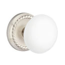 Emtek Brass Rosette Ice White Knob Concealed Screws With Rope Rosette