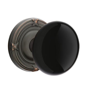 Emtek Brass Rosette Ebony Knob Concealed Screws With Ribbon & Reed Rosette