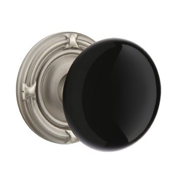 Emtek Brass Rosette Ebony Knob Concealed Screws With Ribbon & Reed Rosette