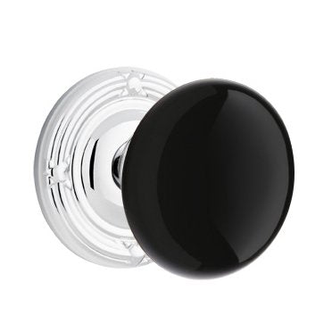 Emtek Brass Rosette Ebony Knob Concealed Screws With Ribbon & Reed Rosette