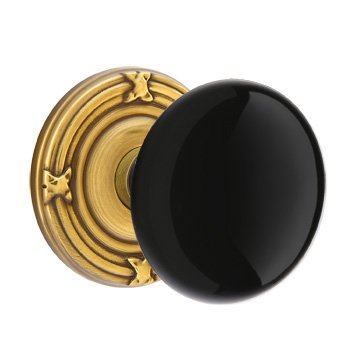 Emtek Brass Rosette Ebony Knob Concealed Screws With Ribbon & Reed Rosette