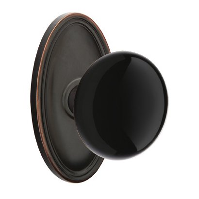 Emtek Brass Rosette Ebony Knob Concealed Screws With Oval Rosette