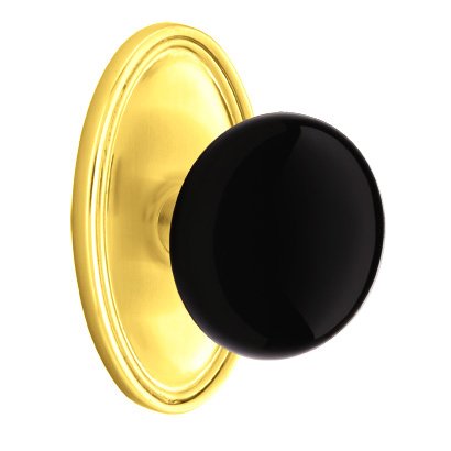 Emtek Brass Rosette Ebony Knob Concealed Screws With Oval Rosette
