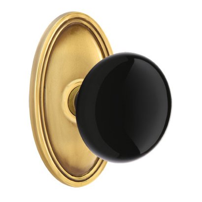 Emtek Brass Rosette Ebony Knob Concealed Screws With Oval Rosette
