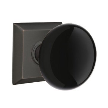Emtek Brass Rosette Ebony Knob Concealed Screws With Quincy Rosette