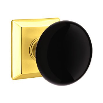 Emtek Brass Rosette Ebony Knob With Quincy Rosette