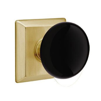 Emtek Brass Rosette Ebony Knob Concealed Screws With Quincy Rosette