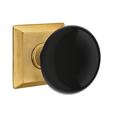 Emtek Brass Rosette Ebony Knob Concealed Screws With Quincy Rosette