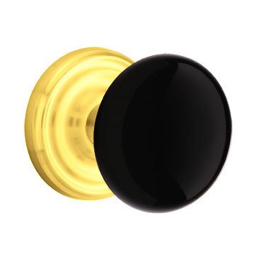 Emtek Brass Rosette Ebony Knob With Regular Rosette