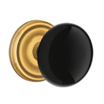 Emtek Brass Rosette Ebony Knob With Regular Rosette