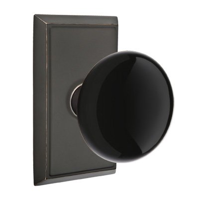 Emtek Brass Rosette Ebony Knob With Rectangular Rosette