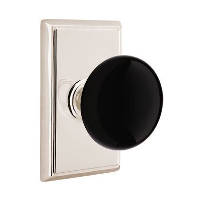 Emtek Brass Rosette Ebony Knob Concealed Screws With Rectangular Rosette