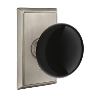 Emtek Brass Rosette Ebony Knob With Rectangular Rosette