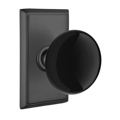 Emtek Brass Rosette Ebony Knob With Rectangular Rosette