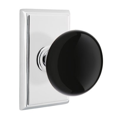 Emtek Brass Rosette Ebony Knob With Rectangular Rosette