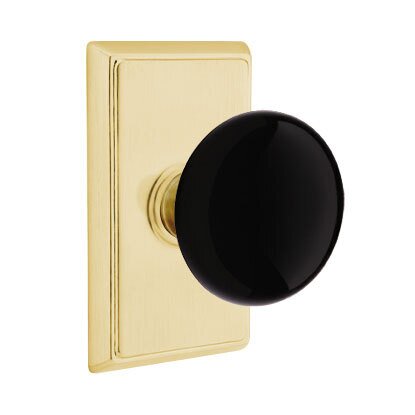 Emtek Brass Rosette Ebony Knob With Rectangular Rosette