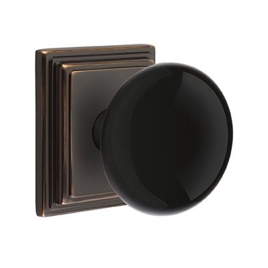 Emtek Brass Rosette Ebony Knob With Wilshire Rosette