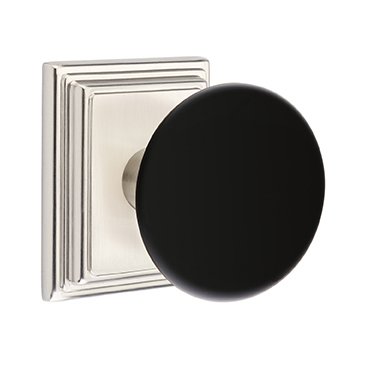 Emtek Brass Rosette Ebony Knob Concealed Screws With Wilshire Rosette