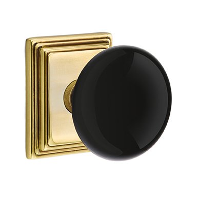 Emtek Brass Rosette Ebony Knob With Wilshire Rosette
