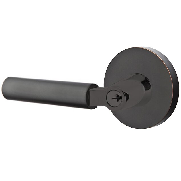 Emtek L Square Smooth Key In Lever Lockset Single Cylinder with disk Rosette