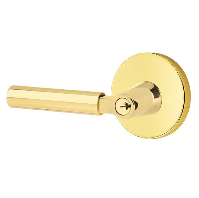 Emtek L Square Smooth Key In Lever Lockset Single Cylinder with disk Rosette
