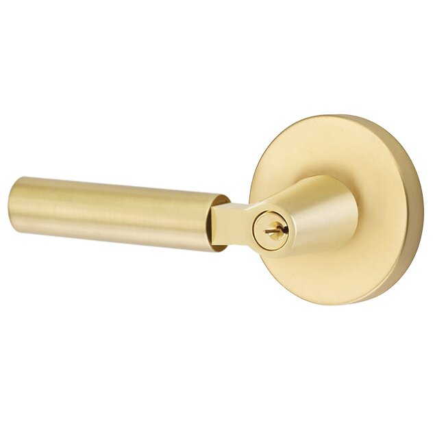 Emtek L Square Smooth Key In Lever Lockset Single Cylinder with disk Rosette