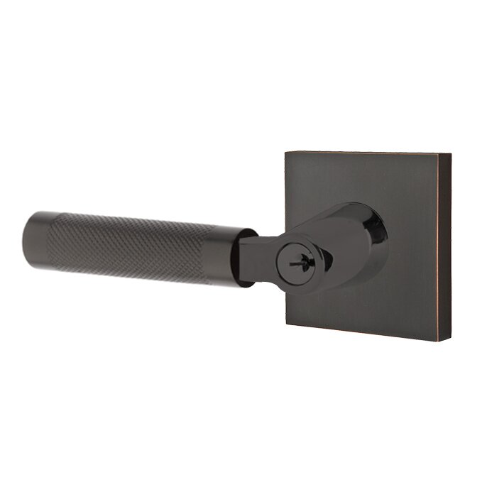 Emtek L Square knurled Key In Lever Lockset Dummy, Pair with Square Rosette