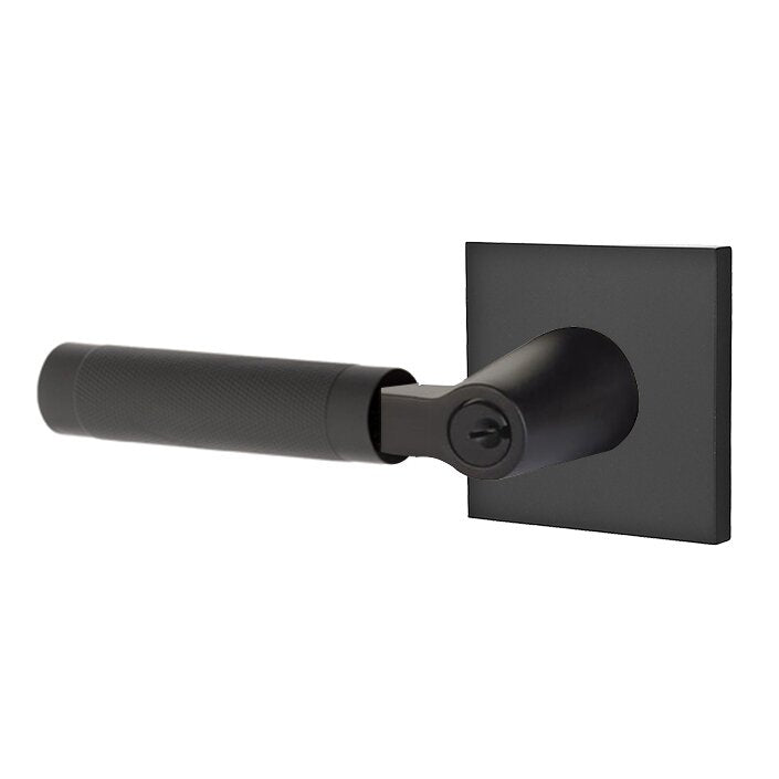 Emtek L Square knurled Key In Lever Lockset Dummy, Pair with Square Rosette