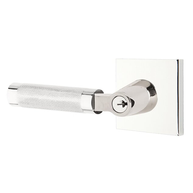 Emtek L Square knurled Key In Lever Lockset Dummy, Pair with Square Rosette