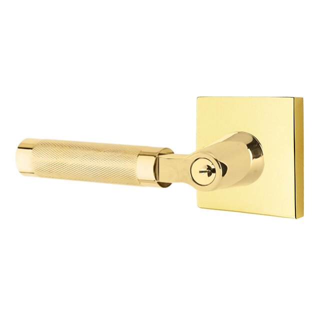 Emtek L Square knurled Key In Lever Lockset Dummy, Pair with Square Rosette