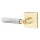 Emtek L Square White Marble Key In Lever Lockset Single Cylinder with Square Rosette
