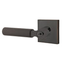 Emtek L Square Straight Knurled Key In Lever Lockset Single Cylinder with Square Rosette