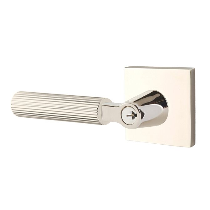 Emtek L Square Knurled Key In Lever Lockset Single Cylinder with Square Rosette