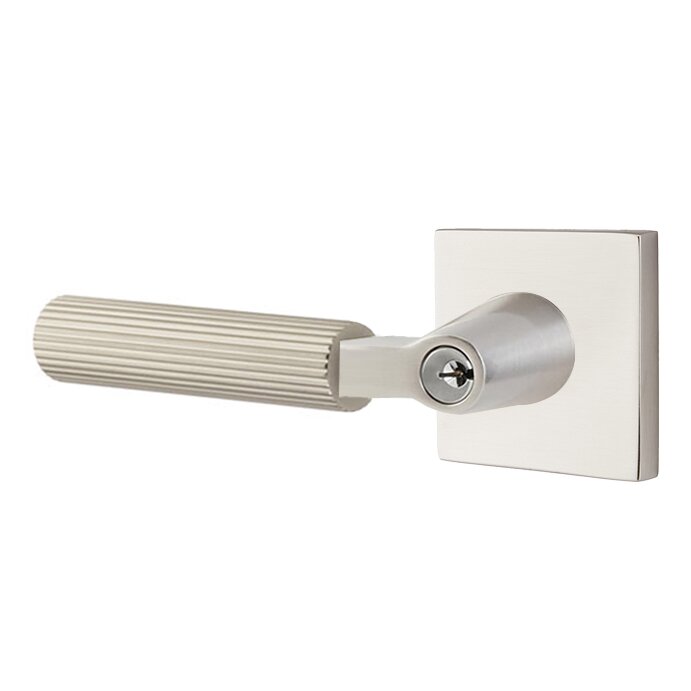 Emtek L Square Knurled Key In Lever Lockset Single Cylinder with Square Rosette